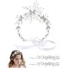 JEXOWIQ Coroncina e Cerchietto per Capelli con Cristallo Set 3 Pezzi per Bambina Prima Comunione Accessori Capelli Bianco Elegante,accessori capelli comunione bambina, per Feste e Cerimonie