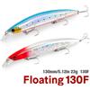 NONE 130F Ultra Long Casting Floating Wobbler Minnow Hard Bait 130mm 23g Flounder Sea Bass Saltwater Sea Fishing Lure profondità 0.8-1.5m