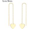 LUXUSTEEL Heart nappa catene orecchini pendenti geometria minimalista in acciaio inossidabile orecchino lungo Collier Bijoux