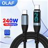 olaf Cavo di ricarica rapido da 240 W da tipo C a tipo C PD3.1 Display digitale Cavo dati USB C per Iphone 15 16 Samsung Huawei Tablet Laptop