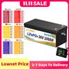 FLLYROWER Batteria al litio FLLYROWER 36V 100AH LiFePO4 con display 200A BMS 8000+ cicli Batteria al litio per camper, solare, motore da traina, marina