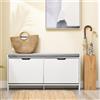 SoBuy FSR151-LW Panca per scarpe con sedile scarpiera scarpiera stretta con contenitore 250 kg MDF impilabile e ferro 105x52x24