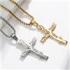 NONE Collana con ciondolo a croce dell'albero della vita in acciaio inossidabile per uomo e donna, catena con ciondolo, collana con crocifisso, punk, gioielli religiosi