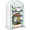 Outsunny Serra da giardino in PE con 4 ripiani, Serra da balcone, Telo rinforzato, g/m², Telaio in acciaio, Porta con cerniera, per piante, fiori, ortaggi, 90x49x cm, Bianco