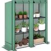 Outsunny Serra da giardino in PE con scaffali a 3 livelli, serra da balcone, telo rinforzato 140g/m², struttura in acciaio, 2 porte avvolgibili con cerniera, per ortaggi, piante, fiori, 144x48x cm,