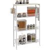 HOMCOM Carrello da cucina HOMCOM con ruote, carrello portaoggetti con 3 cestini, 1 cesto sospeso e ganci, carrello da cucina e