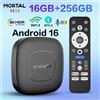 MORTAL TV Box Android 16 Google Assistant Controllo vocale 8GB 128GB 256G 4K Wifi6 BT5.0 T1 RK3518 Lettore multimediale video 4K Set Top Box