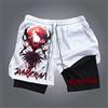Potdemiel Pantaloncini a doppio strato stampati Pokémon Pikachu Gengar per esercizi fitness da uomo, pantaloni larghi da corsa