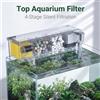 NONE Filtro Esterno a Gancio per Acquario in Acrilico Trasparente, Filtrazione Multistadio (Spugna + Anelli Bio + Palline di Ceramica), Uscita a Cascata, Compatto Salvaspazio, 400-500L/H, 4 Taglie per
