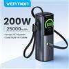 Vention Power Bank da 200 W 25000 mAh con cavi retrattili, batteria esterna portatile PD per laptop, Macbook Pro, ricarica rapida