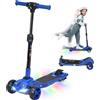 NONE Monopattino elettrico per bambini dai 6 anni in su, pieghevole a 3 ruote, avvio a zero, velocità massima 8 km/h, 64x29x83 cm, blu