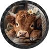 Artinhand Confezione da 4 pomelli rotondi per armadietti delle Highland Cow per cassetti, pomelli neri per cassettiera, credenze, porte, accessori per mobili da cucina e bagno