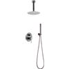 MICE COLLECTION IMEX - Set doccia da incasso a soffitto, kit monocomando doccia incasso 2-vie - SERIE LINE TOP grigio opaco e champagne - GPQ038/GC