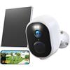 GNCC 2K Telecamera Wi-Fi Esterno Batteria Senza Fili Con Solare Pannello, Videocamera Esterno con Visione Notturna a Colori, Audio Bidirezionale, Allarmi PIR, Funziona con Alexa, 2.4G/5GHz WiFi, IP65