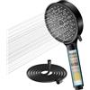 Cobbe Soffione Doccia Anticalcare，Soffione con Turbo 1,5M, Soffione Doccia Alta Pressione Risparmio Idrico，Fisso,Facile da Installare，6 Tipi di Getto，Grande Potente Soffione Portatile（Nero Moderno）