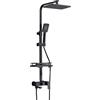 Carziyer Colonna Doccia Termostatica per Casa - Colonna Doccia 4 Modalità e Altezza Regolabile, Pompa Acqua + Getto Pressurizzato (Per Bagno, Con Mensola) (Nero - 3 velocità)