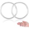 ChauLanBow 2 moschettoni rotondi, moschettoni grandi, anello portachiavi grande, anello a moschettone, anello portachiavi in acciaio inox, diametro esterno 75 mm per portachiavi, borse, fai da te (argento)