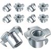 BOUMVID Dadi a T M5 x 8 mm, 10 Pezzi Filettato Dadi a Griffe Dadi con 4 Griffe Legno Inserti, Acciaio Zincato T Dado per il Fissaggio di Parti di Mobili Dado con Griffe da Manicotti