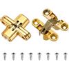 QUARKZMAN 2 Pezzi Cerniere Nascoste Per Ante Di Mobile 1.65 x 0.45 Cerniere A Croce Invisibili 180 Gradi Per Porte Invisibili Scatole In Legno Oro