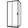 Parama Box Doccia Angolare Due Ante Scorrevoli Cristallo Temperato 6mm Profili Squadrati Nero Opaco Altezza 185 cm - Tonga (Vetro Trasparente, 80x80)