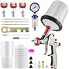 RRJ R500 LVLP Pistola a spruzzo ad aria compressa con ugelli da 1,3/1,7/2,0 mm, 20 oz (650 ml) Set di 10 bicchieri usa e getta per pistola a vernice per auto e case