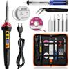 Wiecok Set saldatore LCD da 100 W, con temperatura regolabile 200 - 600 °C, saldatore con interruttore on/off, filo di saldatura da 30 g, 5 punte di saldatura, pompa dissaldante, set per lavori elettrici