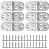 Kaiyzo Confezione da 6 Cerniere Pieghevoli in Acciaio Inox, 8x3.1 cm, 180 Gradi (Include 36 Viti in Acciaio Inox), Adatte per Tavoli Pranzo Pieghevoli, Armadi, Guardaroba, Scatole Legno e Assi (Argento)