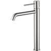 GALYON IMEX - Rubinetto monocomando alto serie Monza, lavabo, finitura nichel spazzolato, cartuccia ceramica Ø26 mm, flessi 3/8