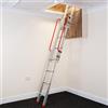 BPS Access Solutions Scala retrattile per soffitta in alluminio BPS, a 3 sezioni | Scala retrattile per soffitta con corrimano, pioli a D, montante portaoggetti, raccordi di bloccaggio | Portata massima 150 kg