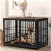 Bingopaw Gabbia Kennel per cani interno: Grande XL Antimorso Filo Spesso Kennel Mobile Tavolino Cuccia per cane in Legno Metallo Casetta Vassoio Rimovibile, 107x71x81cm, Nero