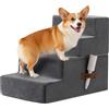 Kohentact Scaletta per Cani e Rampa per Letto Alto e Divano, 33-61 cm Scala Rimovibile per Cani Piccoli e Medi, Schiuma 40D Robusta, Antiscivolo, Rivestimento Lavabile con Rullo Levapelucchi, Grigio