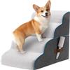 Kohentact Scaletta per Cani e Rampa per Letto Alto e Divano, 33-61 cm Scala Rimovibile per Cani Piccoli e Medi, Schiuma 40D Robusta, Antiscivolo, Rivestimento Lavabile con Rullo Levapelucchi, Grigio