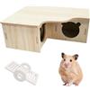 Foonary Per criceti, casetta multicamera in legno con tre camere, compresi giocattoli a bilanciere rimovibili, capanna in legno per criceti e piccoli animali