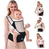 JOYNCLEON Portabebè Ergonomico 6-in-1 da Neonato a 3 Anni - Traspirante in Mesh per Estate, Compatto per Viaggi e Outdoor, Cintura Regolabile，Ideale per Bambini 0-3 Anni（nero）