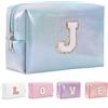 Yintry Regali di compleanno per donne, mogli, borsa per trucchi da viaggio, borsa per cosmetici, borsa per lettere in ciniglia, organizer da viaggio per trucchi, cose carine per ragazze adolescenti
