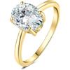 JewelryPalace 2ct Classico Anello Solitario Donna placcato oro giallo 14K con Creato Moissanite, Anelli Dorati con Pietra a Taglio Ovale, Fede Nuziale Oro Set Gioielli Donna 22