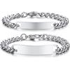 VNOX - Bracciali personalizzabili con incisione per coppie, 21 cm, Acciaio inossidabile