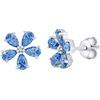 SILVEGO Orecchini in Argento 925 Fiore Blu con Swarovski® Zirconia , MW13891A
