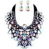 EVER FAITH Parure Gioielli Donna, Cristallo Retro Costume Collana Orecchini Set per Banchetto, Ballo Iridescente Trasparente AB Argento-Fondo