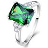 Yaresul Anello in argento Sterling 925 con pietra artificiale da 8 x 10 mm, zaffiro taglio smeraldo, smeraldo, ametista, zirconia cubica, anello con pietra portafortuna a taglio quadrato, adatto per