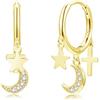 Cangall Orecchini a cerchio in argento 925, ipoallergenici, da donna, in argento Sterling 925, con ciondolo, leggeri orecchini a cerchio in argento Sterling 925, idea regalo per ragazze mamma per
