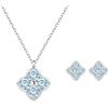 PHNIBIRD Set Collana Orecchini Quadrifoglio Acquamarina Marzo