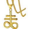 FaithHeart Collana con Ciondolo Croce Satanica Croce Leviatano Doppia Croce Gioielli Satanisti Figo Hiphop Punk Rock Collana di Colore Argento/Nero/18K Oro Placcato da Uomo/Unisex