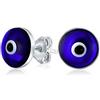 Bling Jewelry Protezione Spirituale Orecchini A Perno Con Occhio Maligno Nazar Blu Navy Per Donne Adolescenti Vetro Di Murano .925 Argento 925 9Mm Made In Turkey