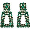 EVER FAITH Orecchini pendenti quadrati grandi, orecchini di dichiarazione geometrica con cristalli a goccia dal design bohémien rialzato Verde