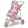 Olivia's Little World Teamson Kids Passeggino per Bambole, 3+ Anni, Beige con Motivo Coriandoli, Olivia's Little World, Metallo e Poliestere, 61 x 33 x 54 cm, con Cintura di Sicurezza, 1.3 kg