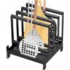 petour Rastrelliera per pizza in acciaio 24 x 24 x 36 cm, supporto per pala per pizza con 4 slot disponibili, supporto resistente con piedini antiscivolo per spatola per pizza, per riporre e