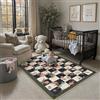PureCozy Tappeto Lavabile Floreale a Quadri 120x170cm Moderno Tappeto Da Cucina Salotto Camera Da Letto Tappetino Antiscivolo Pelo Corto Morbido Nero Bianco Carpet