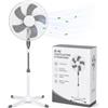 AND HOME Ventilatore a Piantana Ø 40 cm BIANCO - FACILE MONTAGGIO - 50 W - 3 Velocità - STABILE e SILENZIOSO - Oscillazione Orizzontale - Altezza Regolabile 103-130 cm - Testa Inclinabile - Base a Croce