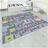 Paco Home Tappeto da gioco per la camera dei bambini, grigio, con strade, ragazze, ragazzi, Dimensione:160x220 cm, Colore:Grigio 2